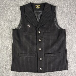 Wyoming Traders Mens S Banker Button Up Pinstriped Wool Ranch Wear Cowboy Vest